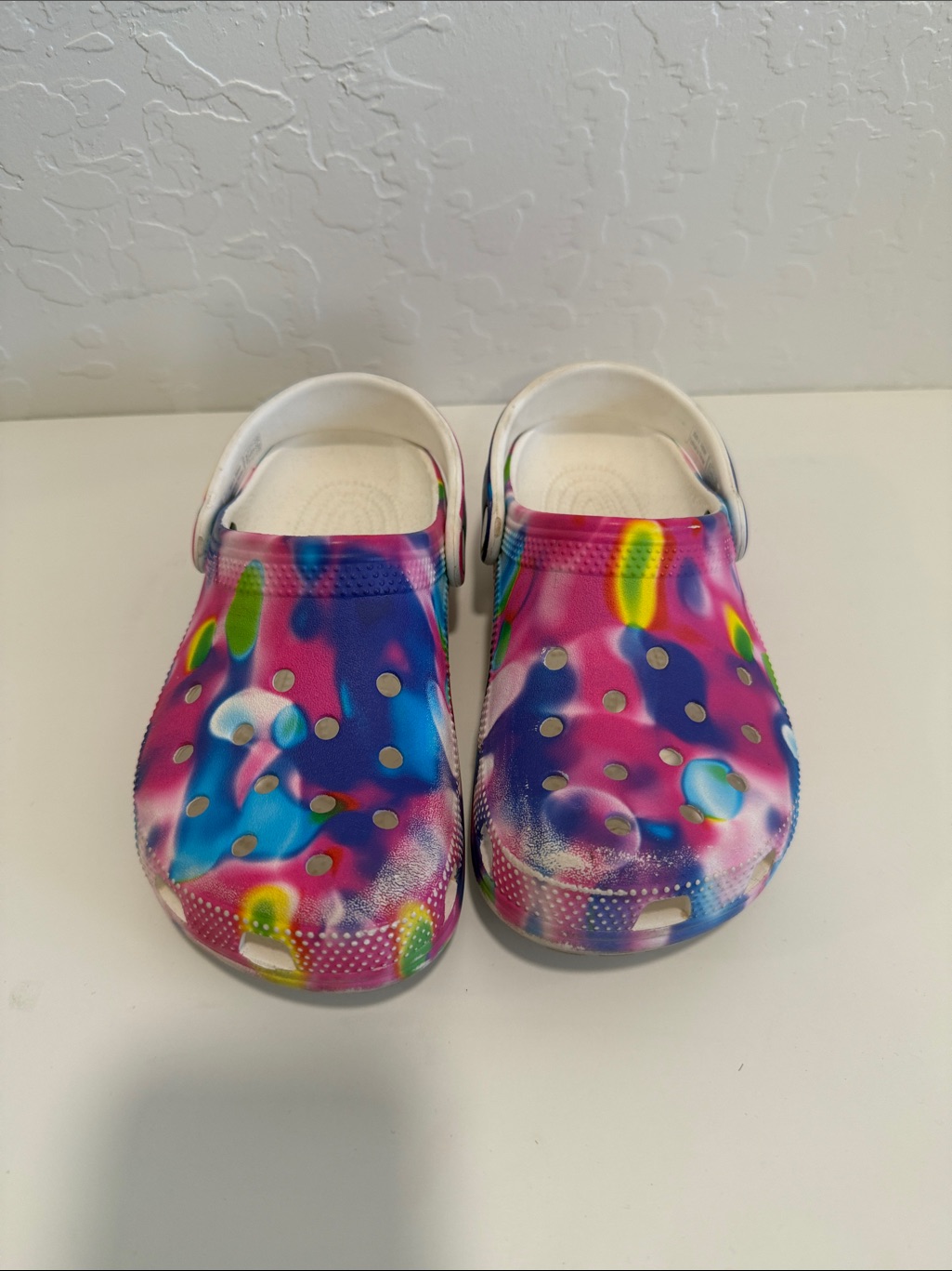 Crocs Kids Tie-Dye Style Clogs In Pink, Blue & Green